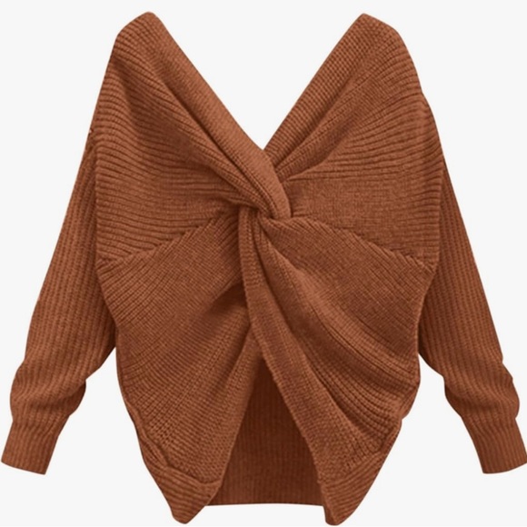 - Brown Twist Front Sweater - Picture 2 of 3